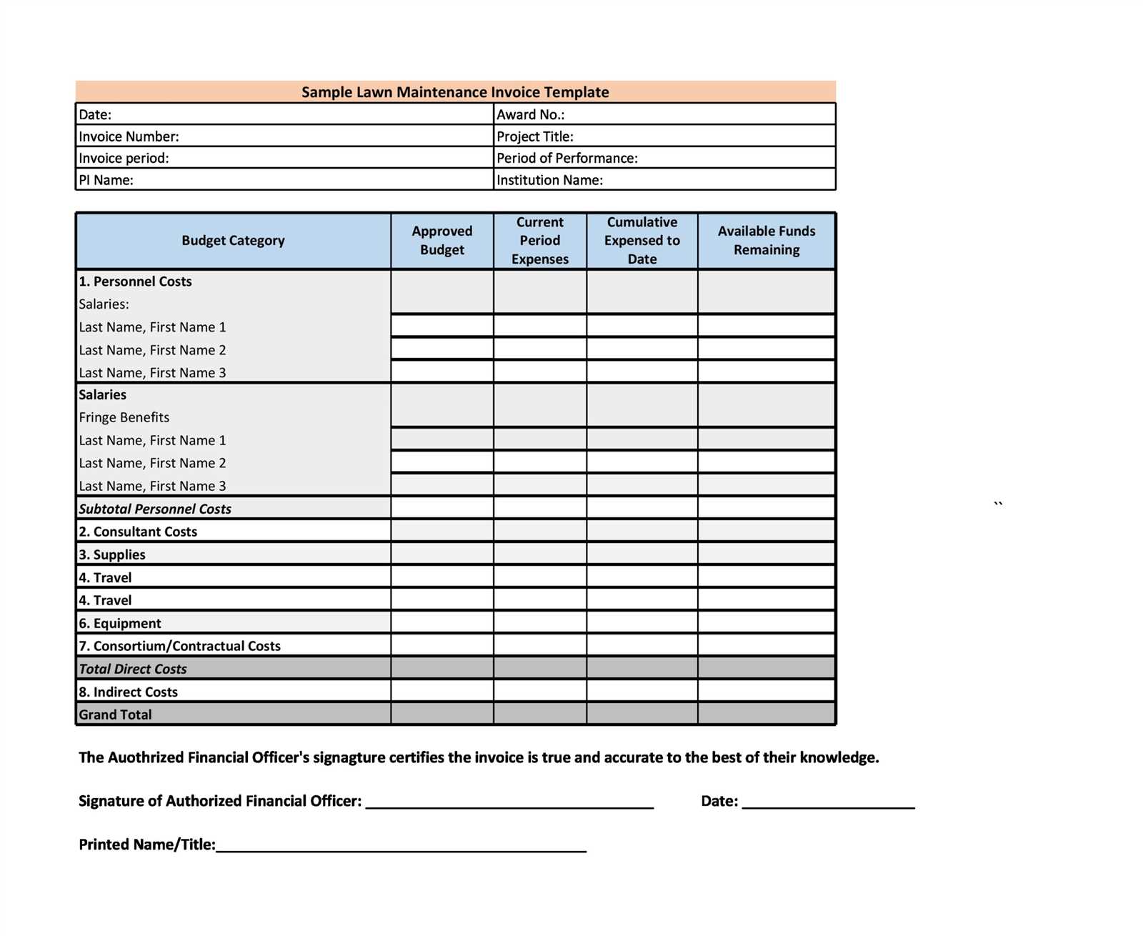 invoice template for lawn services