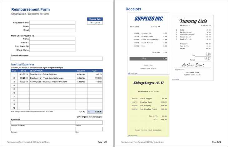 invoice for reimbursement expenses template