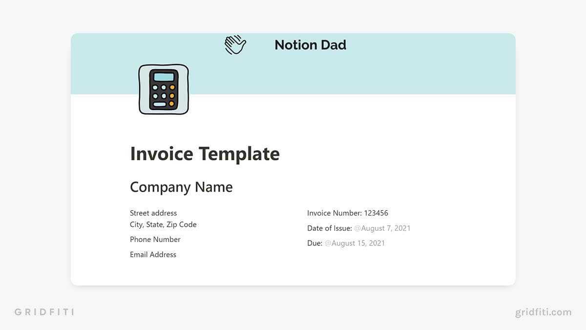 invoice template notion