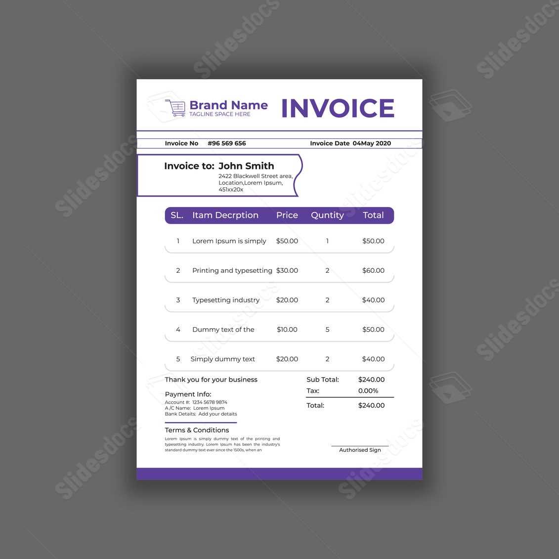 travel invoice template word