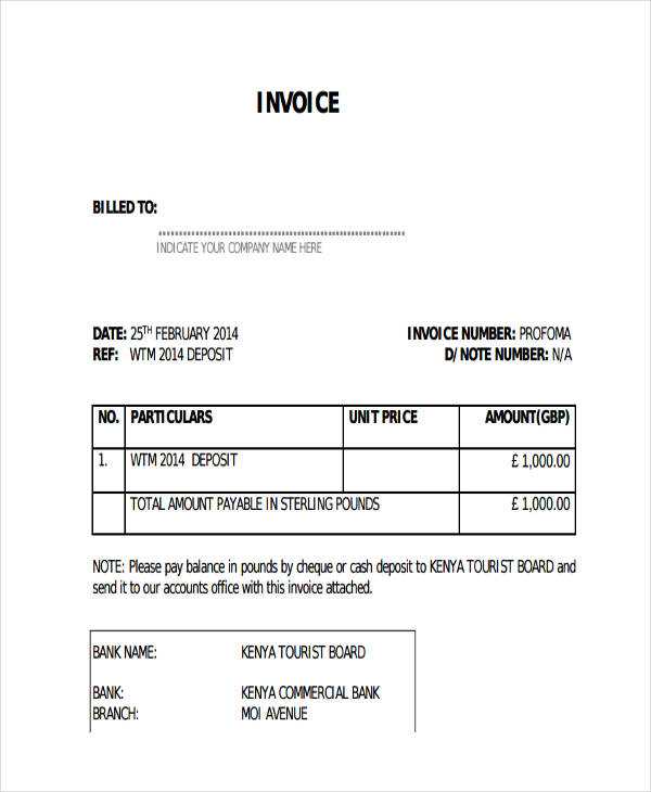 deposit invoice template word