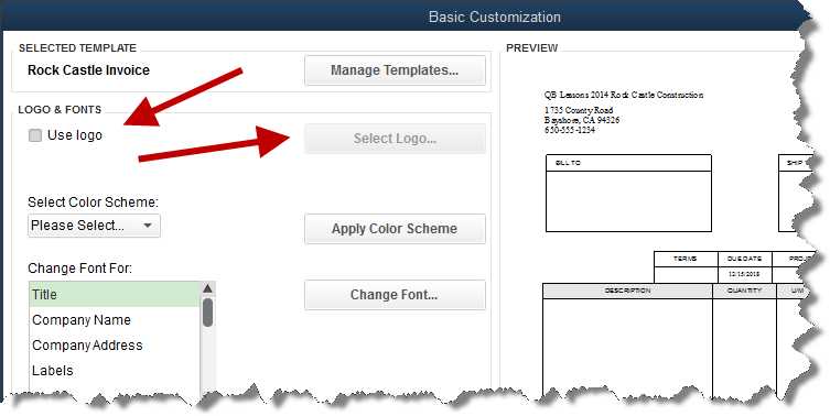 quickbooks how to change invoice template