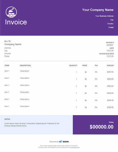 invoice construction template