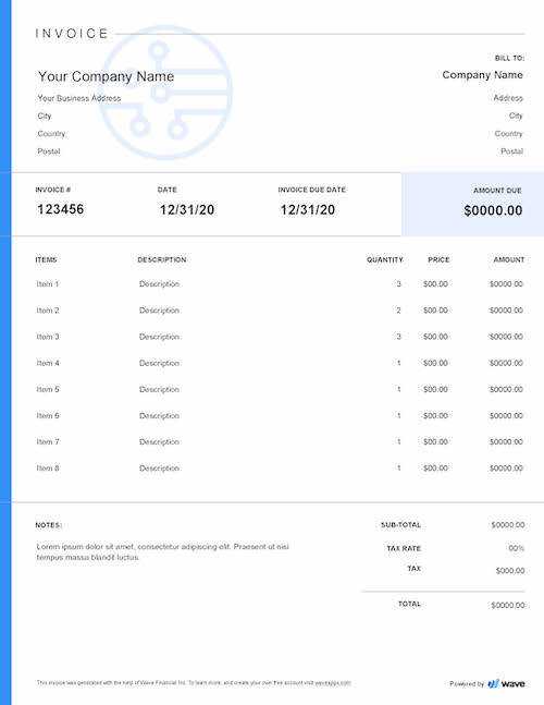 electronic invoice template