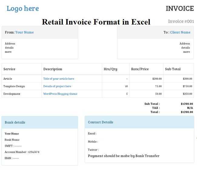 retail invoice template