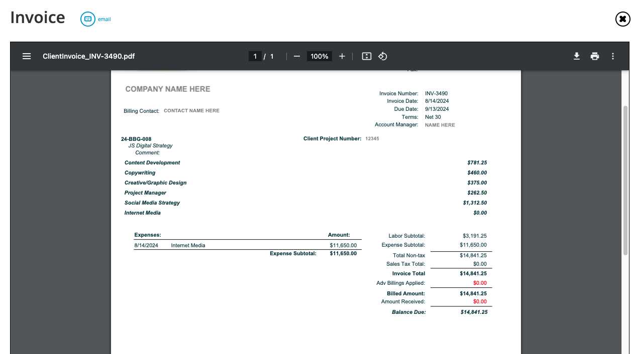 dba invoice template