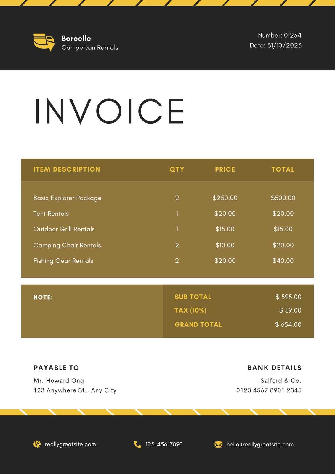 gold invoice template