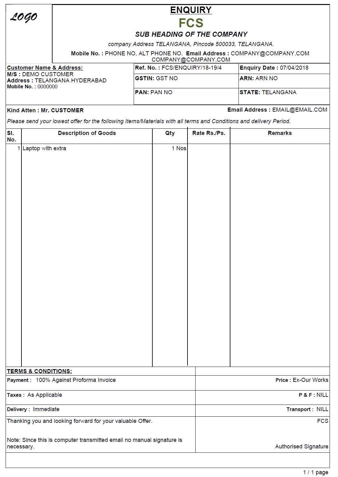 laptop invoice template