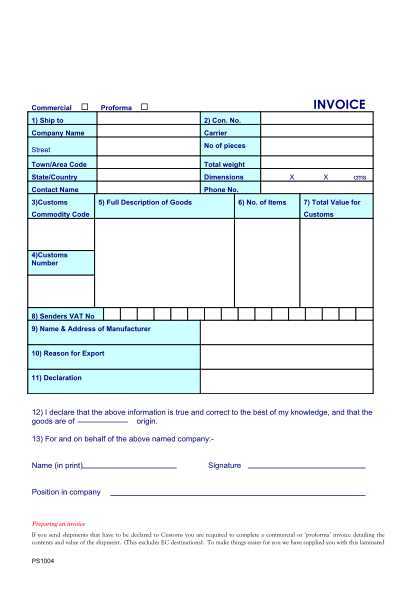 dhl shipping invoice template