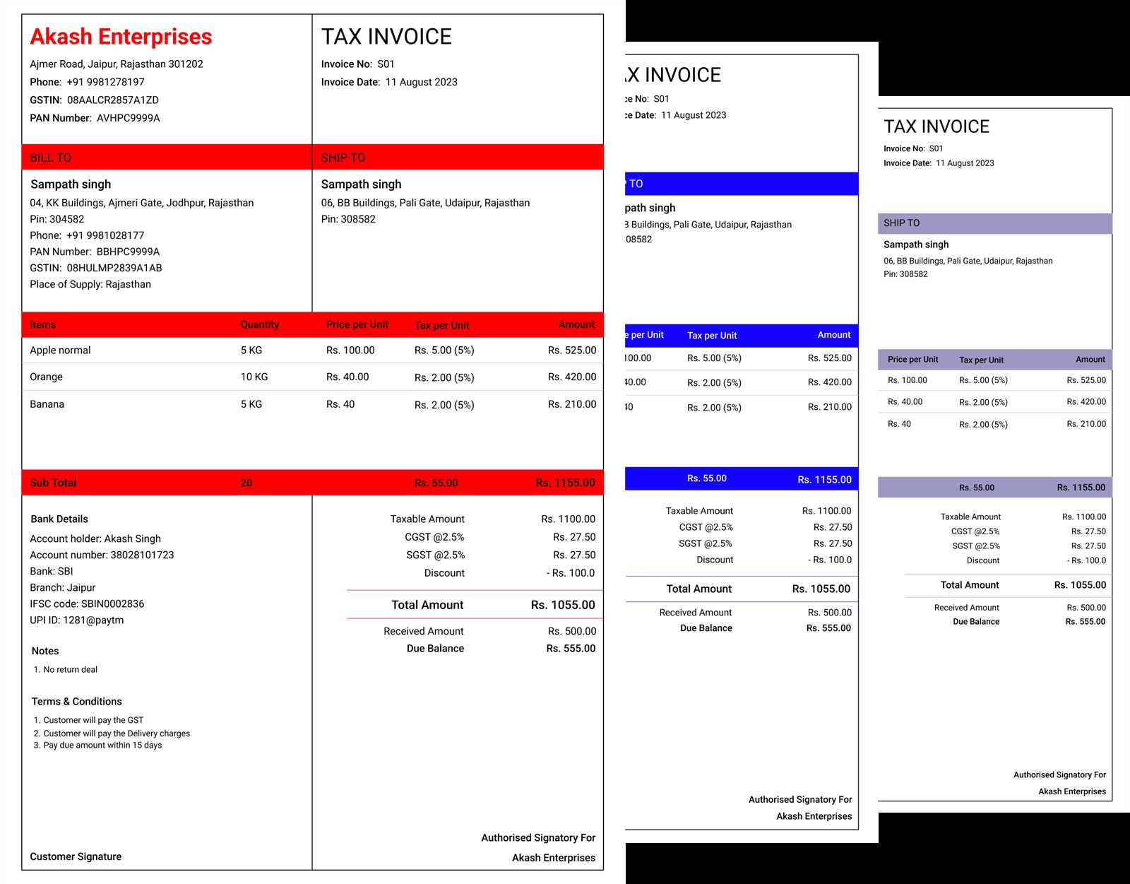 free restaurant invoice template