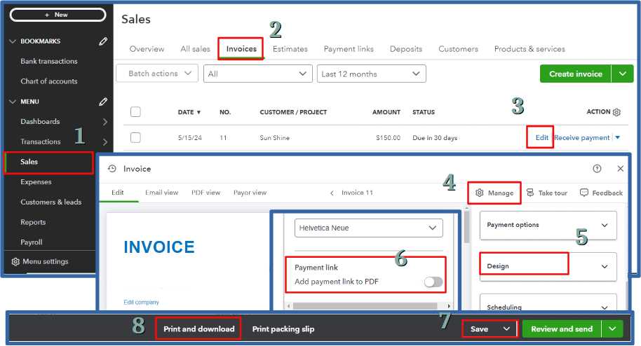 how to make invoice template default quickbooks