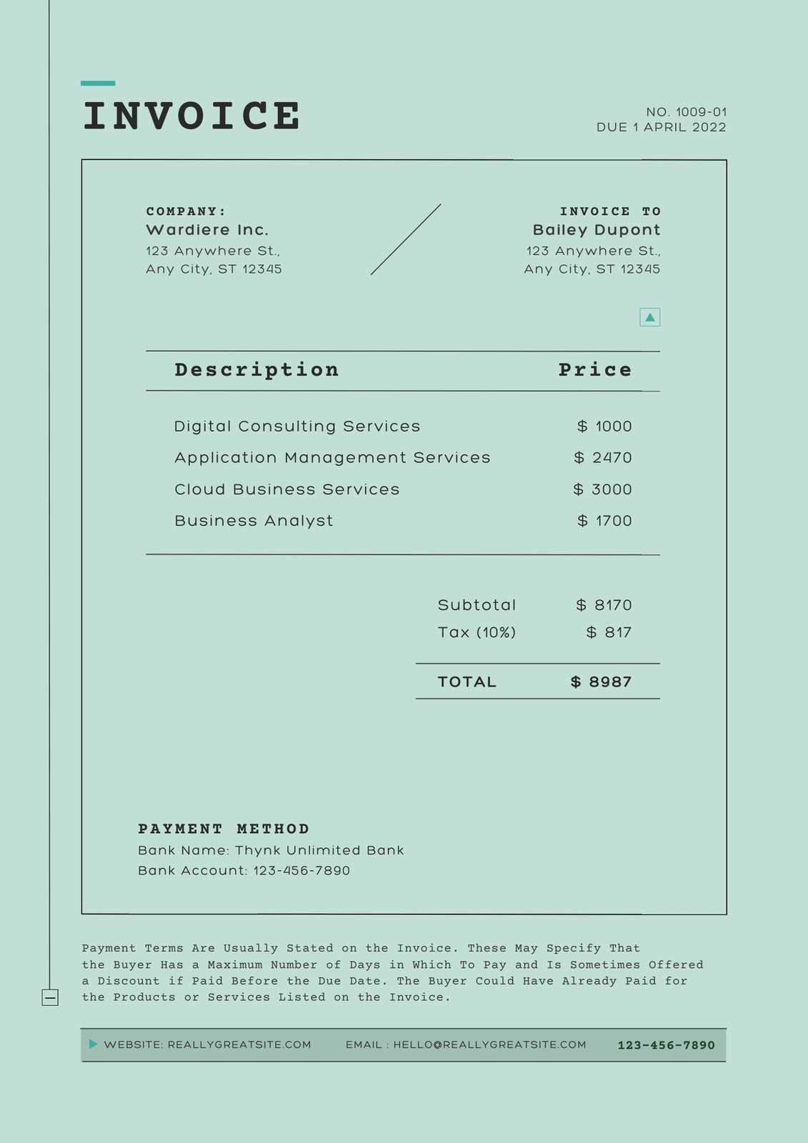 professional service invoice template