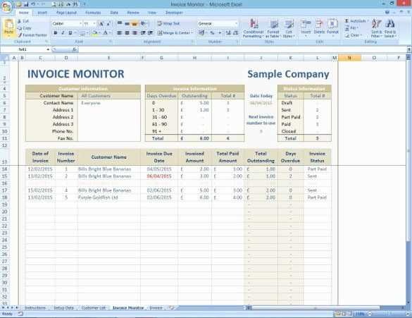 excel templates for invoice tracking