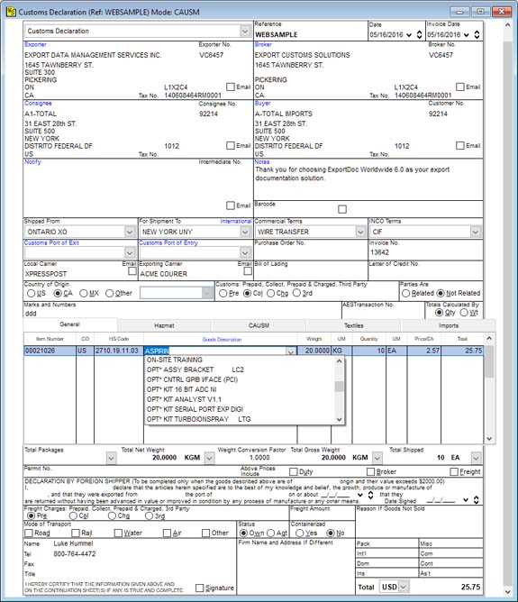 proforma invoice for customs clearance template