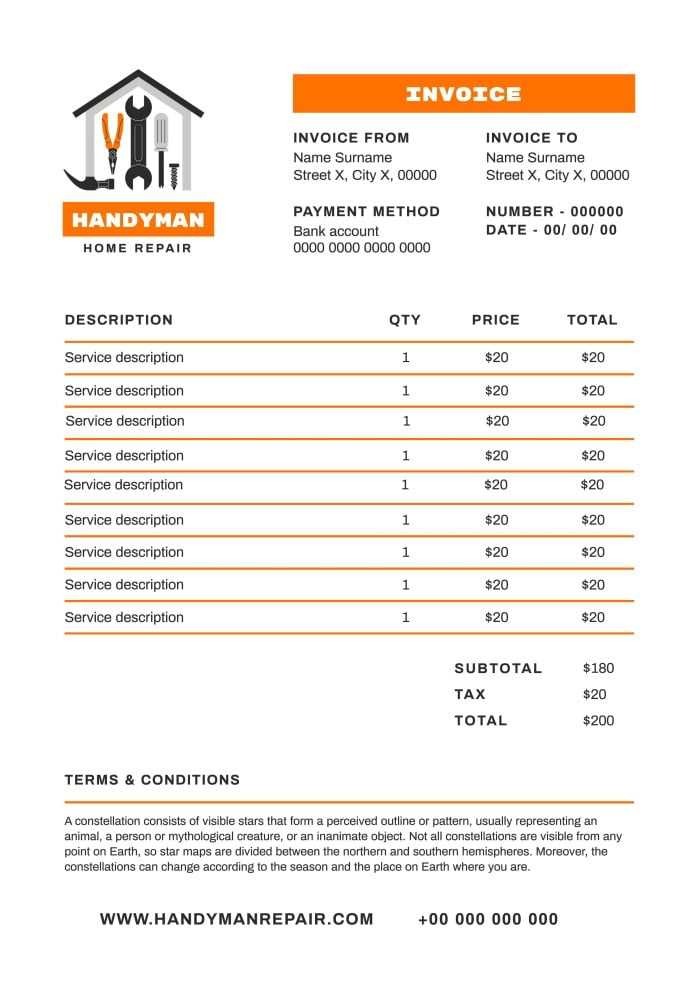 handyman invoice templates