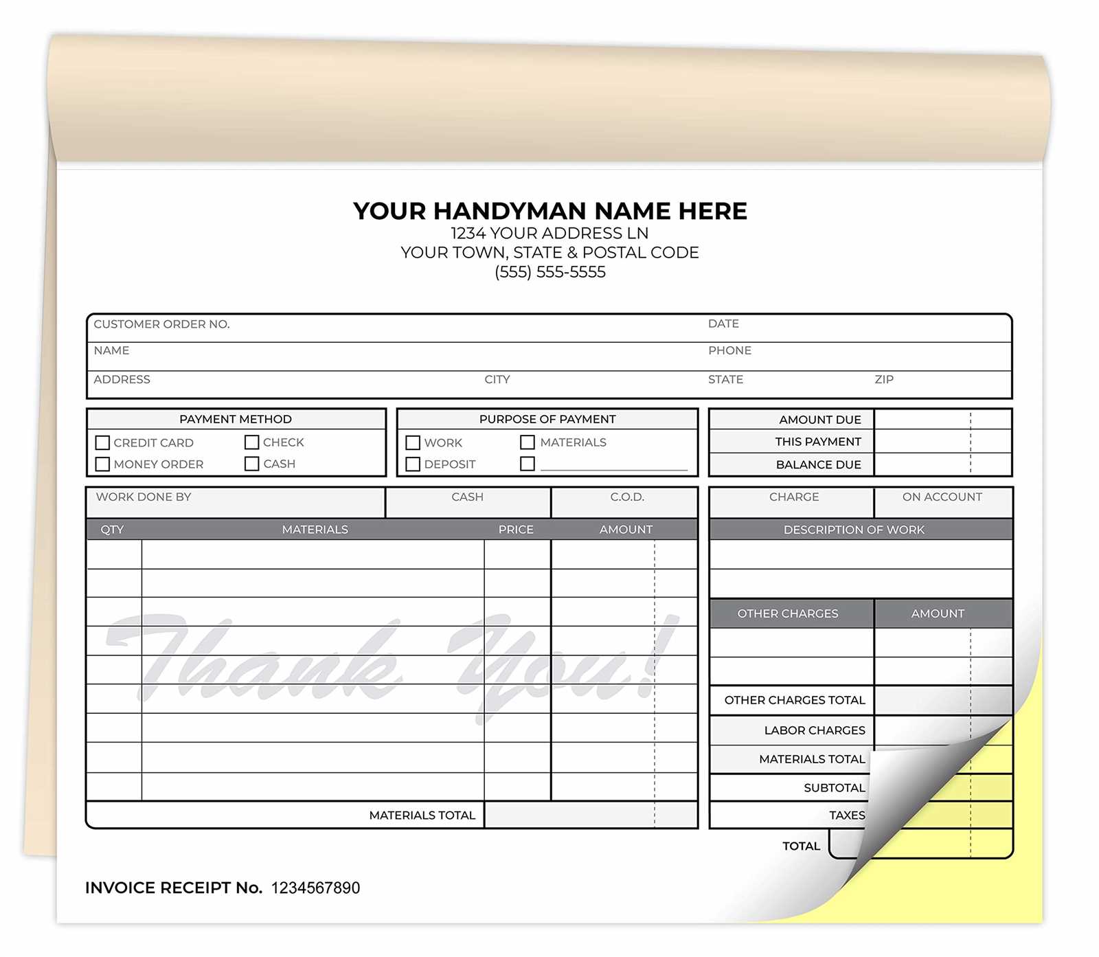 handyman invoice templates