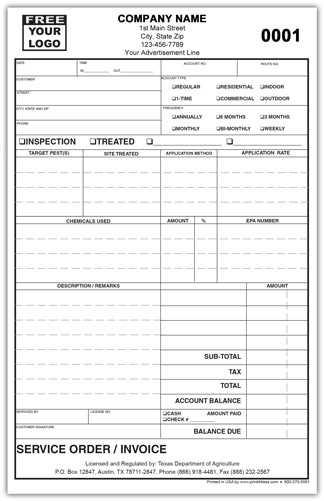 pest control invoices templates