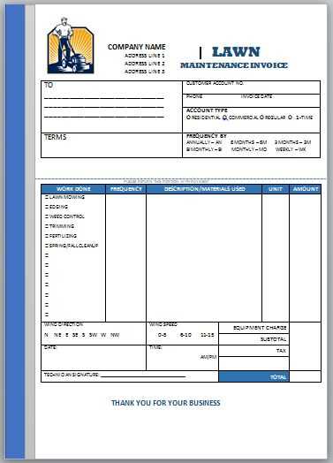 lawn mowing invoice template