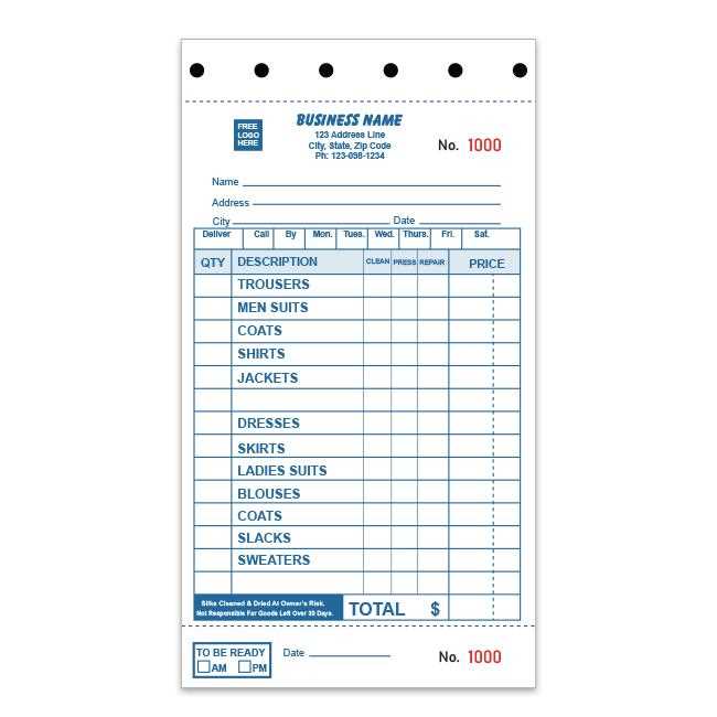 laundry invoice template