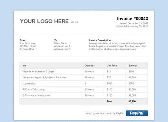 invoice template html css