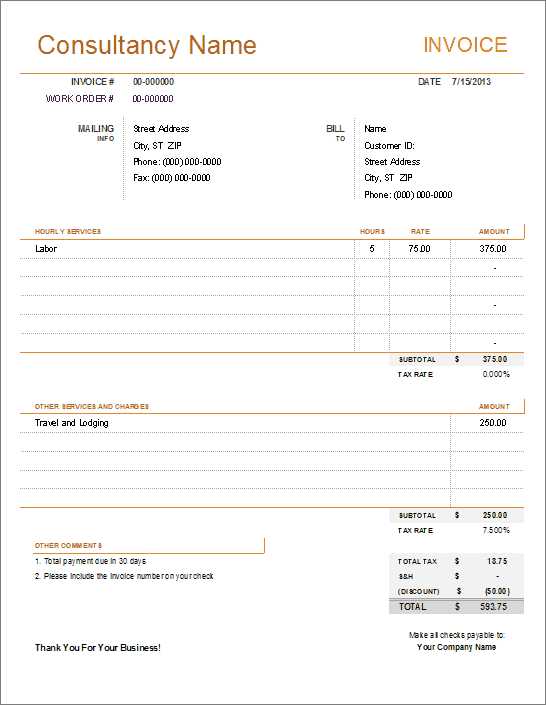 sample invoice template