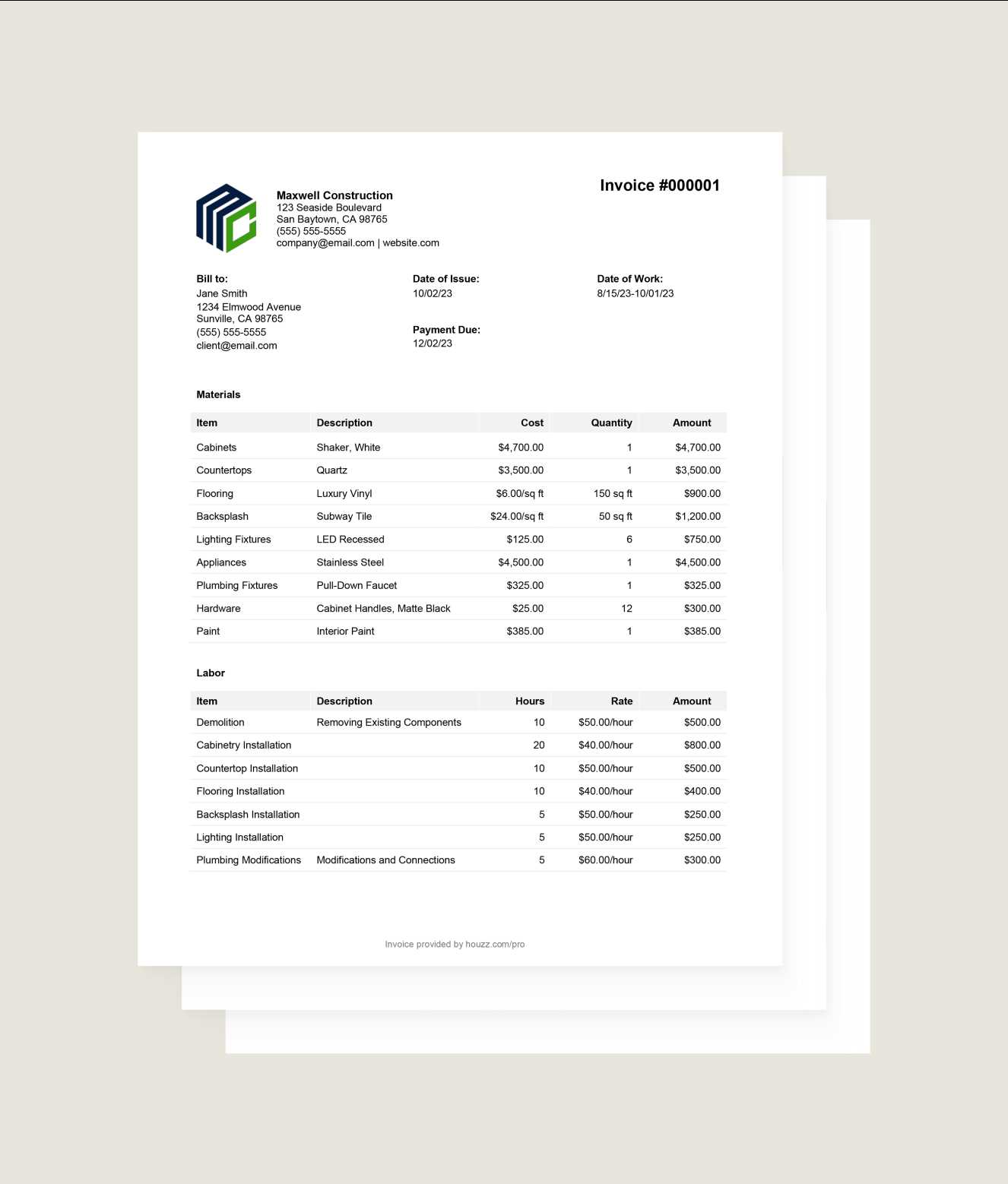 home invoice template