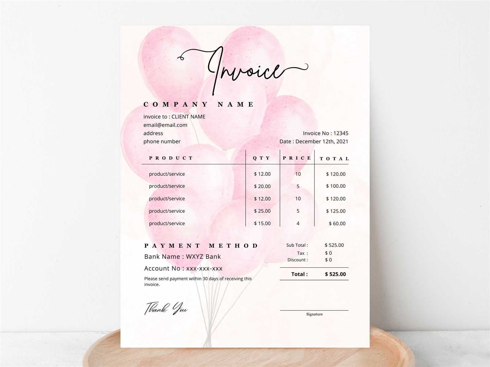 homemade invoice template