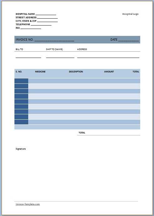 hospital invoice template word