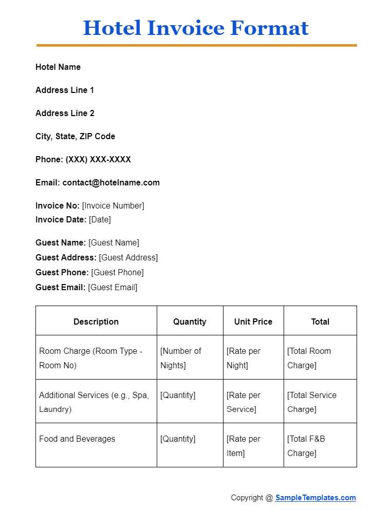 hotel invoice template in excel