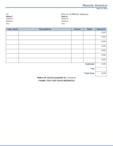 hourly invoice template word