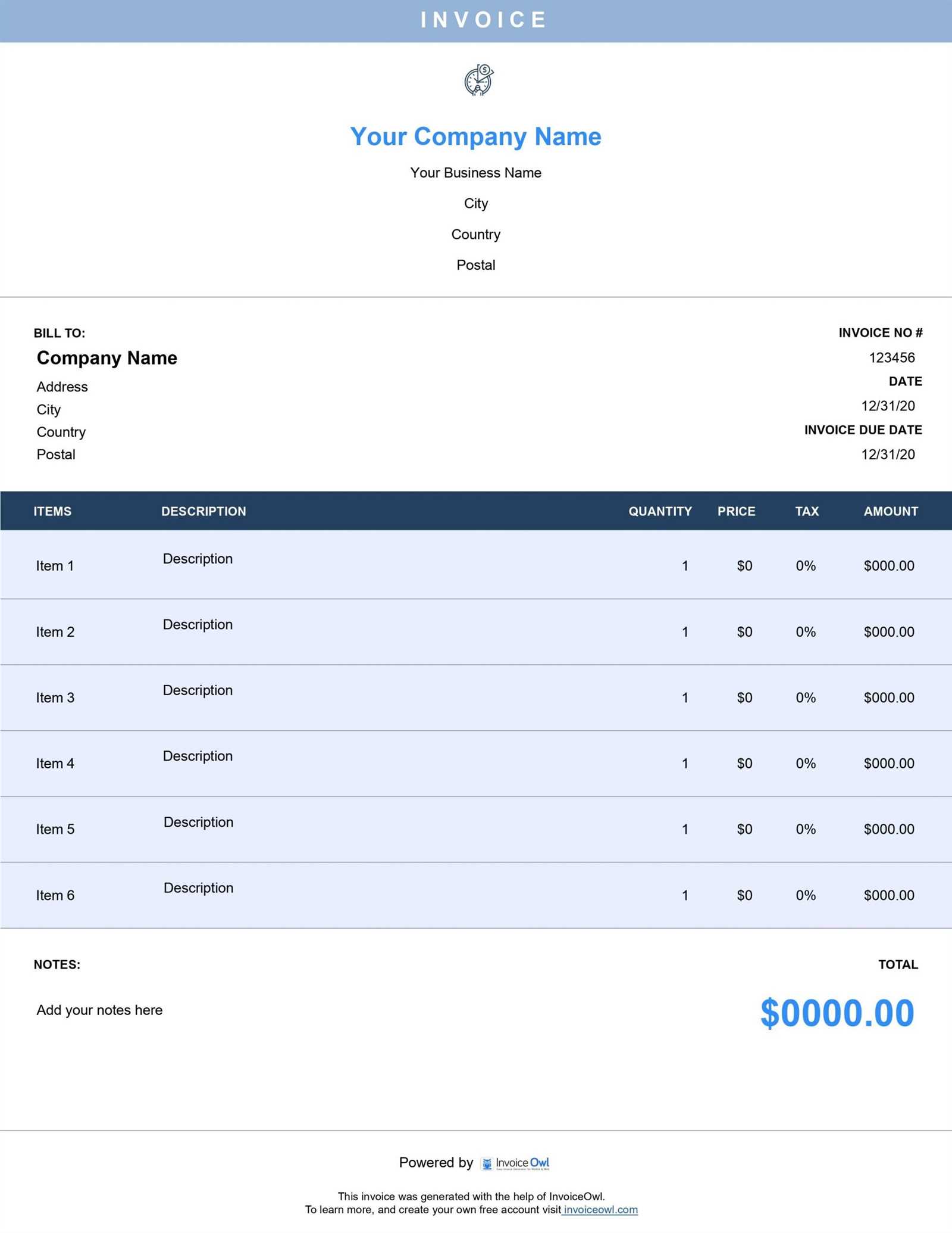 hourly invoice template word