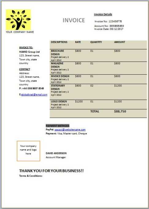 hourly rate invoice template word