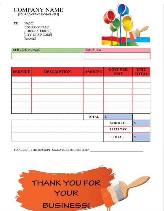 house painting invoice template