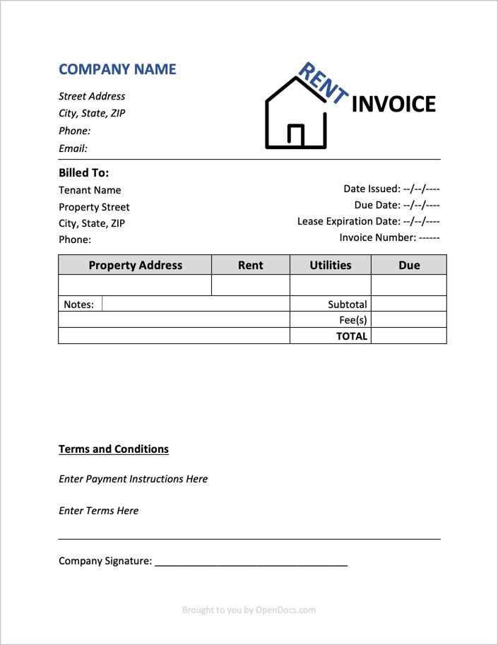 house rental invoice template