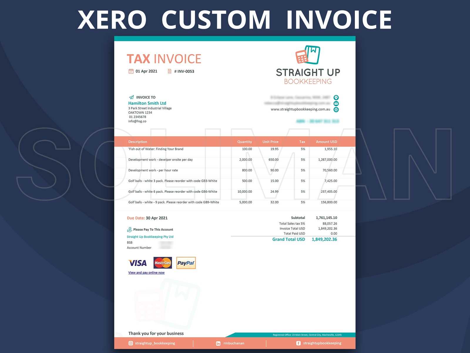 how to edit xero invoice template