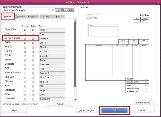 how to make invoice template default quickbooks