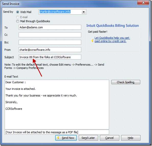 how to set a default invoice template in quickbooks