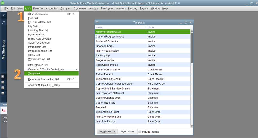 how to set a default invoice template in quickbooks