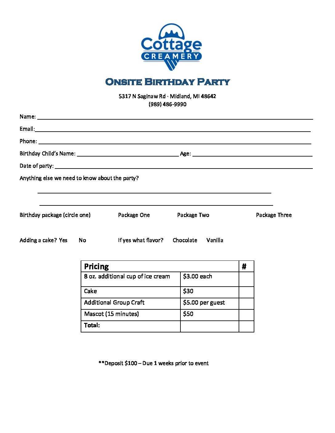 birthday party invoice template