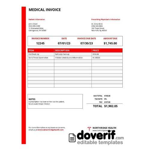 patient invoice template