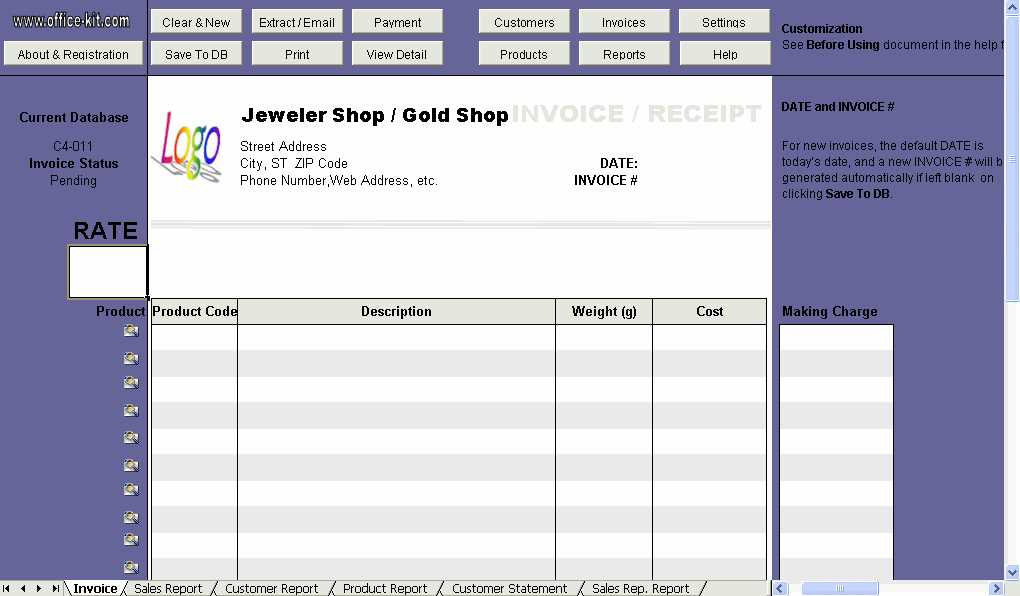 office 2010 invoice template