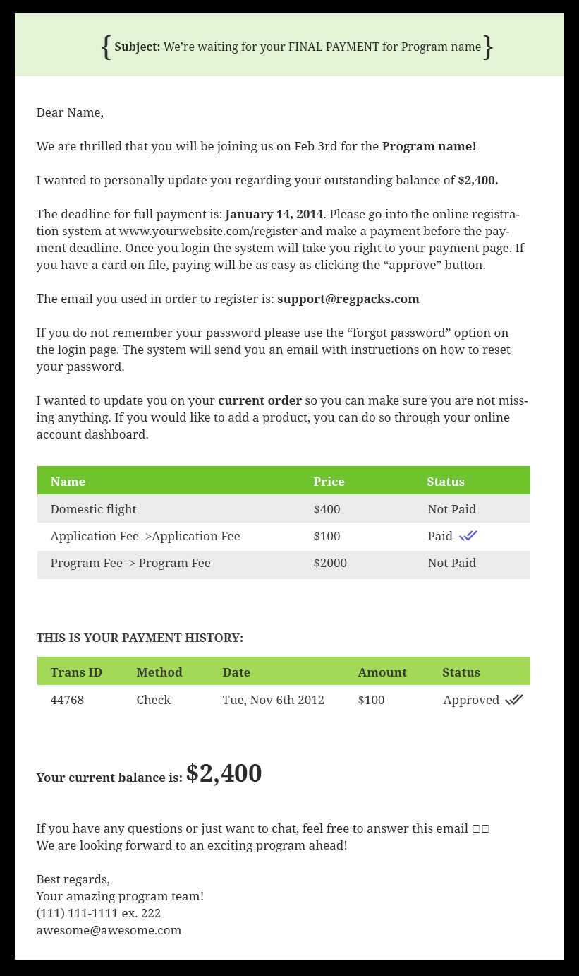 summer camp invoice template