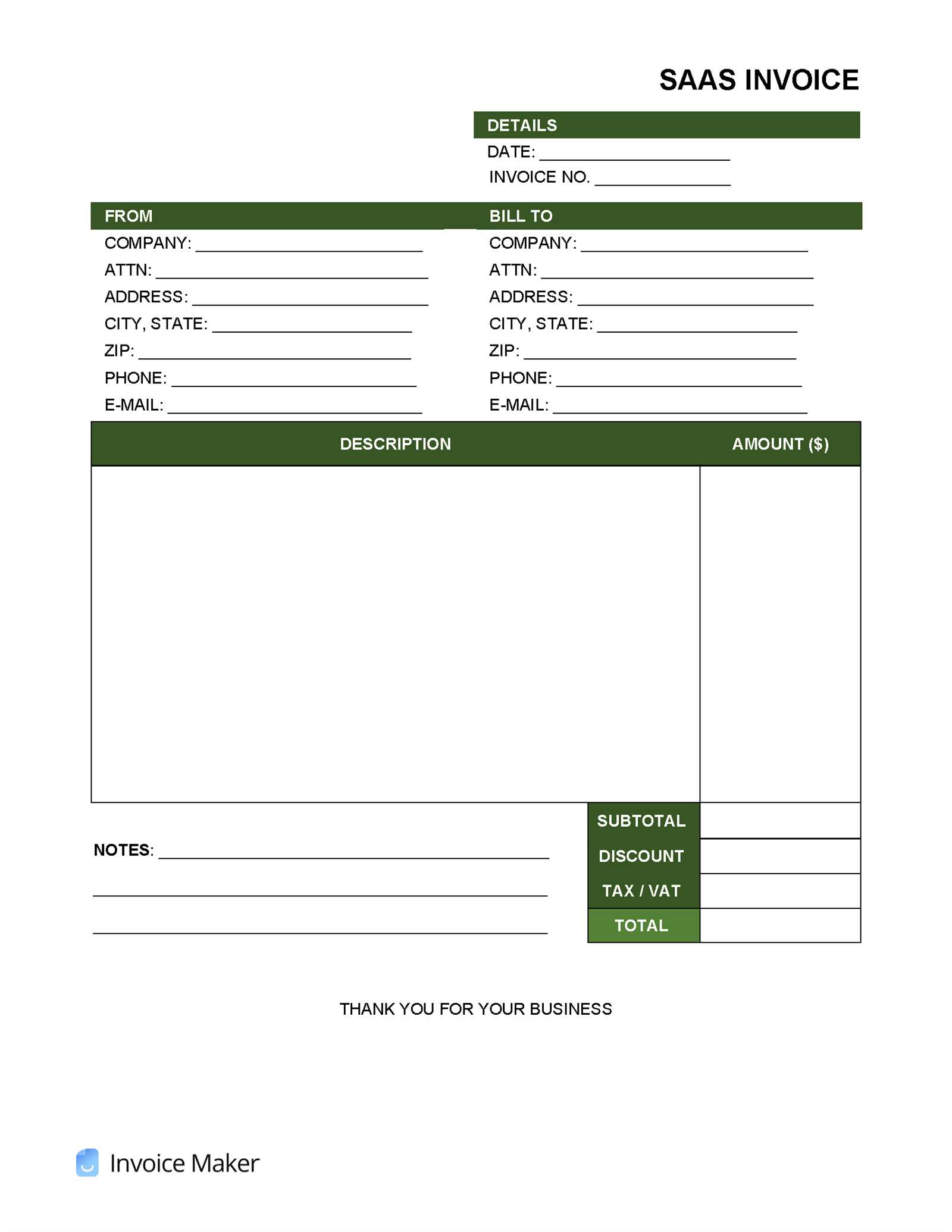 software sales invoice template