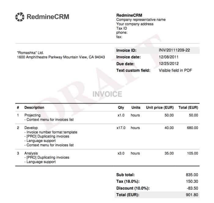 html code for invoice template free