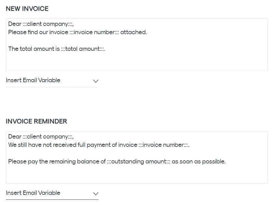 send invoice to client email template