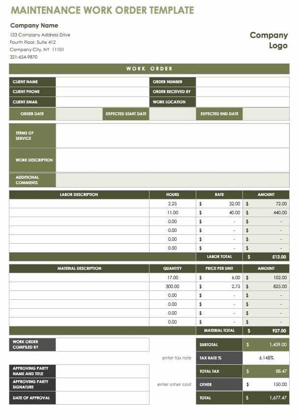 property maintenance invoice template