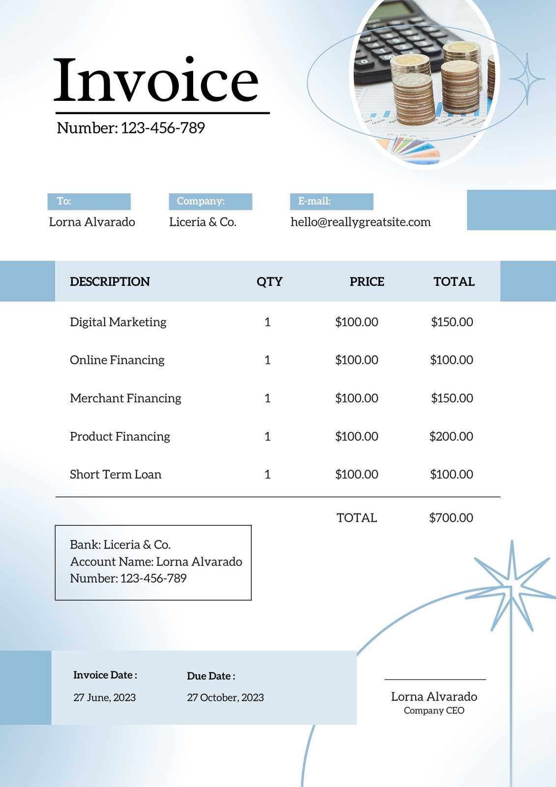 finance invoice template