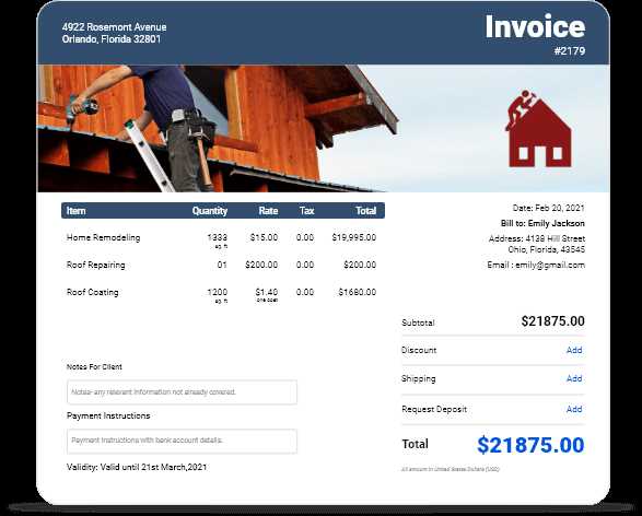 remodeling invoice template