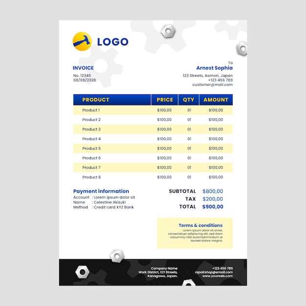 car shop invoice template