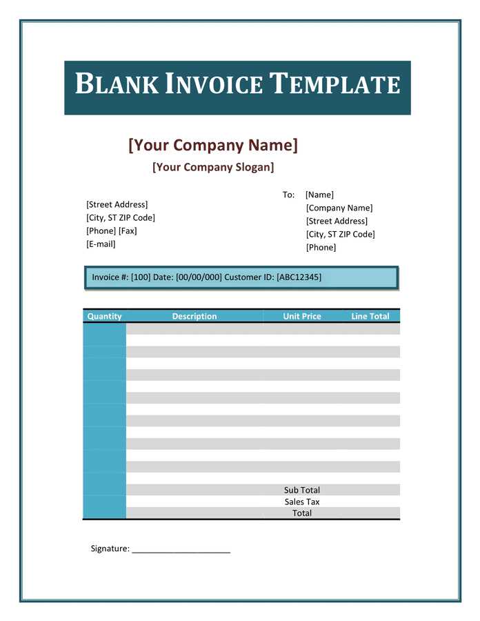 blank invoice template in word